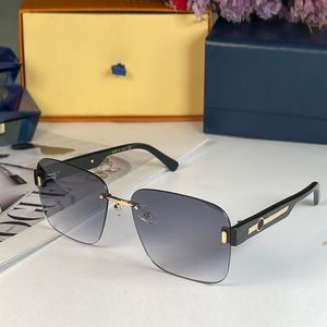 Vintage Rimless Jewel Glass Zonnebril voor mannen Luxury merk Designer Women Patroon Logo 1.1 vierkante frameloze Lunette 9058 Populaire reisdrijvende metalen barglazen