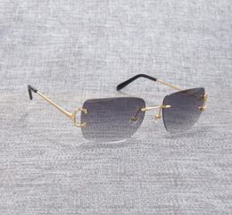 Vintage Rimless Square C Wire Sunglasses Men Oculos Shade Diamond Couture Métal Cadre des gafas ovales Femmes pour la plaque Driving4014323