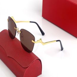 Vintage lunettes de soleil sans monture marque design lunettes de soleil pour hommes métal minuscule fil alliage cadre irrégulier lentille claire femme lunettes pour homme L220u