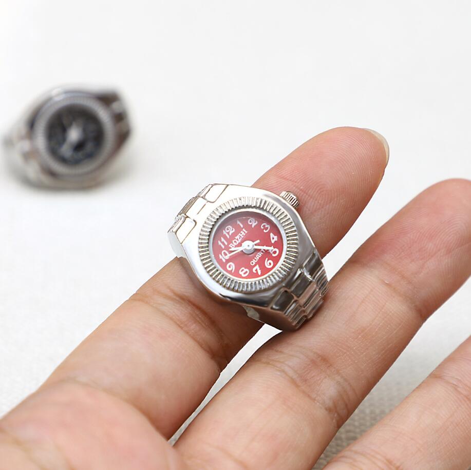 Vintage Ring Watch Creativity Punk Hip-Hop Parejas Ring Rating For Women Men Trendy Personalidad Metal Mini Relojes Anillos de joyería