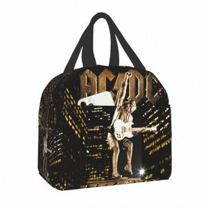 Vintage Rock AC DC Geïsoleerde lunchtas voor vrouwen School Heavy Metal Band Cooler Thermal Lunch Box Outdoor Picnic Food Bags H6VL#
