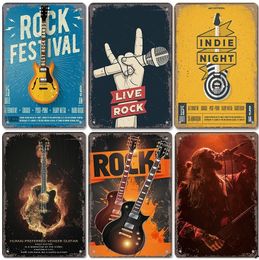 Vintage Rock Music Metal Poster Tin Signs Retro Guitar Rock Party Metal Plates For Bar Pub Home Wall Art Decor 30x20cm W03