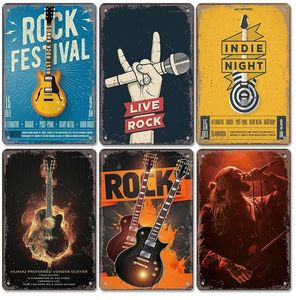 Vintage Rock musique métal étain signes rétro guitare Rock fête Art affiche pour Bar Club homme grotte maison mur décor plaque 30X20 cm W03