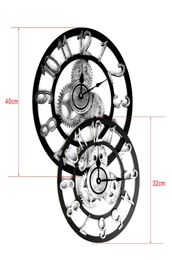 Horloge romaine vintage rétro European Gear Mur Wall Horloge européen Steampunk Gear Wall Home Decoration Modern Design 3D Wall Clock 2019 Y1732251