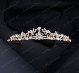 Vintage Rose Gold Color Righestone Crown Water Drop Shape Tiara Luxury Femmes Femmes Bande Bride Accessoires 8581394