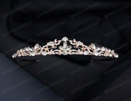 Accessori per capelli da sposa fatti a mano di lusso con fascia per capelli da donna fatti a mano di lusso con corona di strass color oro rosa vintage a forma di goccia d'acqua2957272