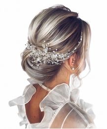 Vintage Rose Gold Sier Accoux de mariage Headwear Bridal Crystal Hair Peigt élégant Banquet pour femmes W7KB #