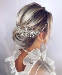 Vintage Rose Gold Silver Wedding Accessories Bridal Headwar Shiny Crystal Hair Comb Elegant banket voor vrouwen 240516