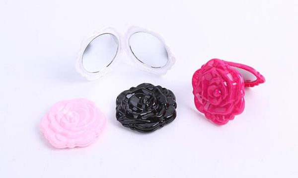 Espejo de bolsillo plegable con rosas Vintage para mujer, espejos de maquillaje Retro elegantes, espejo compacto cosmético portátil con flores