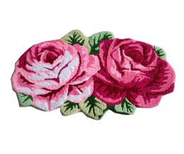 Roses vintage shpaed hands hameked vivant porte tapis tapis ne nouveau brodé porche paillasson sol karpet chambre tapis de chambre à coucher cadeau 1853758