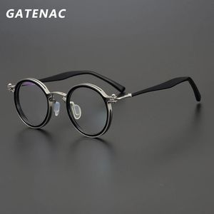 Vintage rond acétate lunettes cadre hommes rétro myopie optique Prescription lunettes cadre femmes corée marque de luxe lunettes 240126