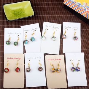 Pendientes de gota de cuentas redondas Vintage, pendientes de oreja cloisonné artesanales, gotas para las orejas de esmalte Simple de estilo chino, joyería para mujer al por mayor