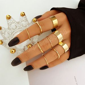 Vintage ronde cirkel metalen vinger ring set voor vrouwen minimalistische vinger knokkel ring trend juwelen partij geschenken