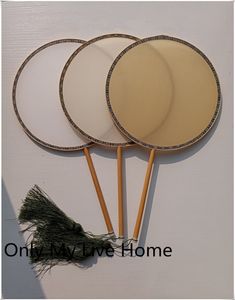 Vintage ronde bricolage blanc ventilateur blanc Mulberry soie chinois fans main artisanat traditionnel poignée en bambou ventilateur main peinture broderie