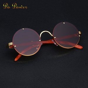 Lunettes de soleil punk rondes vintage Hommes Fashion Sampunk Sun Glasses pour femmes avec une boîte de lunettes de soleil sans bord Zonnebril UV400 265B