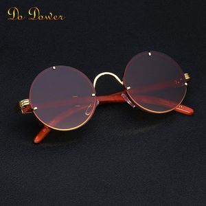 Lunettes de soleil punk rondes vintage Hommes Fashion Souttepunk Sun Glasses pour femmes avec une boîte de lunettes de soleil sans bord Zonnebril UV400 265O