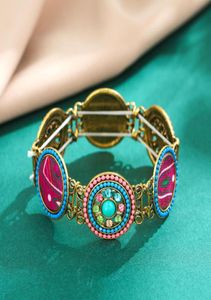 Bracelet de Style rond Vintage avec strass colorés, bande élastique, en acrylique creux, pour femmes et hommes, bijoux 2629156