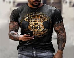 Vintage Route 66 LETTRES 3D T-shirts pour hommes imprimés plus taille plus lâche O Colladed Tees7224694