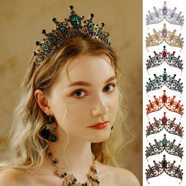 Accessoires de cheveux de mariage Vintage Royal Baroque, couronne et diadème en cristal pour spectacle de princesse reine, cadeau de fête