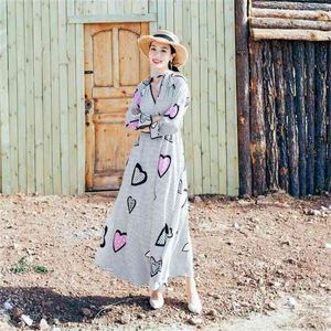 Vintage piste longue robe coeur amour Dot imprimer été rétro élégant décontracté fête dîner es Elbise 210520