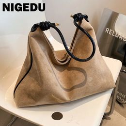 Vintage Scrub Cuero Bolso de mujer Gran capacidad Diseño de invierno Hobos femeninos Bolsos de hombro Señoras Faux Suede Big Tote 240305