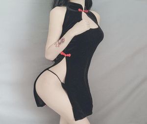 Vintage séduisant cheongsam robe uniforme femme sexy style chinois bandage bandage licait lingerie qipao2696370