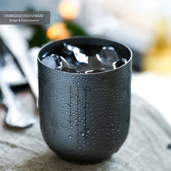 Taza de café de acero inoxidable Serie Vintage, taza de cerveza de diseño nórdico Simple, taza de té para cóctel, tazas de café expreso, vaso para beber