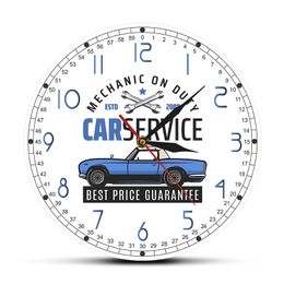 Vintage Service Repair Mechanic On Duty Station Car Automotive Clock Custom Garage Business Wall Watch 220615