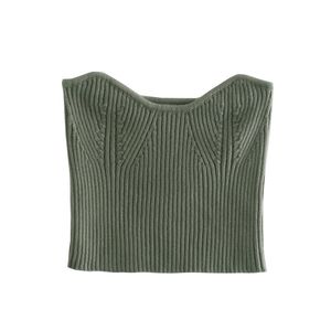 Vintage Sexy Army Green Tops tricotés Chemisier sans col Printemps Vêtements pour femmes Slim Taille Enveloppée Top 210430