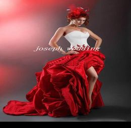 Robe de mariée Vintage Sexy, haut, bas, court, devant, dos Long, grande taille, blanche et rouge, HS4023363045