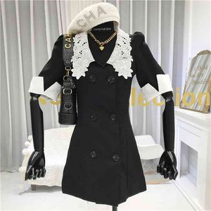 Vintage schede kant patchwork mini jurk zomer koreaanse elegante slanke bodycon ol chic office vrouw wilde vestidos 210514