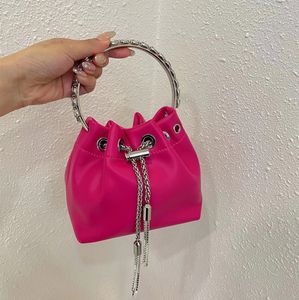 Vintage zijde -emmerzakken ketting messenger tas stevige kleur handtassen