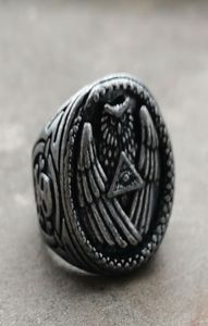 Vintage Zilveren Kleur Alziende Oog Piramide Illuminati Uil Schedel Biker Ringen Heren Vrijmetselaars Sieraden6321122