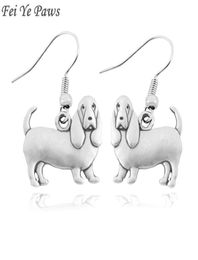 Vintage Argento Colore Boho Basset Hound Bloodhound Goccia Ciondola Gli Orecchini Con Gancio Bijoux Femme Orecchini Lunghi Per Le Donne Jewellry8506030