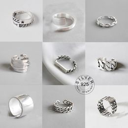 Anelli aperti in metallo color argento vintage con lettera punk, anello da dito design per donna, uomo, gioielli per feste, regali LETTERA