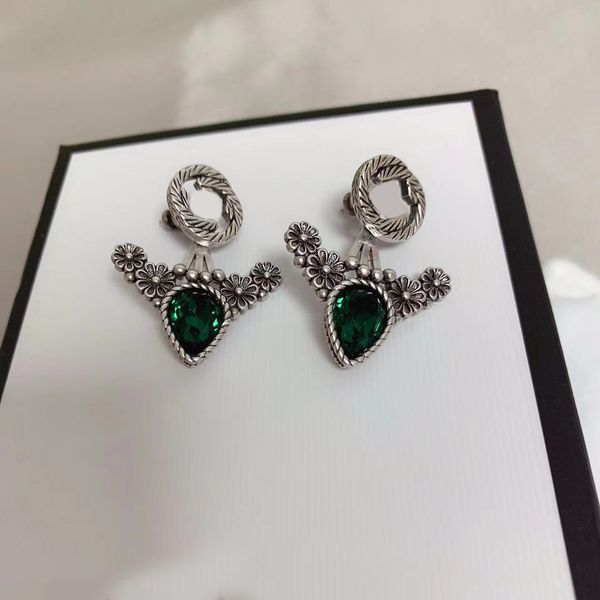 Boucles d'oreilles Vintage en argent émeraude, bijou à la mode, marque délicate de styliste, bijoux pour tenue quotidienne des femmes