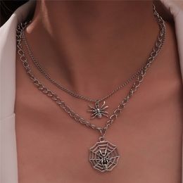 Vintage Zilveren Halloween Party Cosplay Spider Web Hanger Kettingen Legering Chokers Europa Sieraden voor Vrouwen Gift