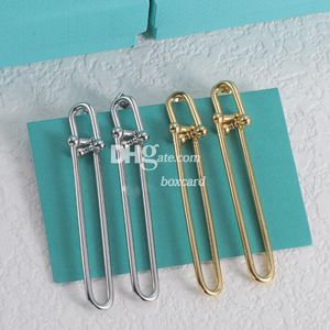 Pendientes de metal de plata vintage Pendientes de acero inoxidable Golden Colling With Box Birthday Christmas Gift