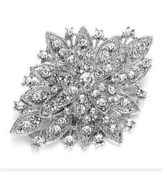 Siltage plaquée en argent Righestone cristal diamante grand mariage bouquet de fleur broche broche 11 couleurs disponible5991883