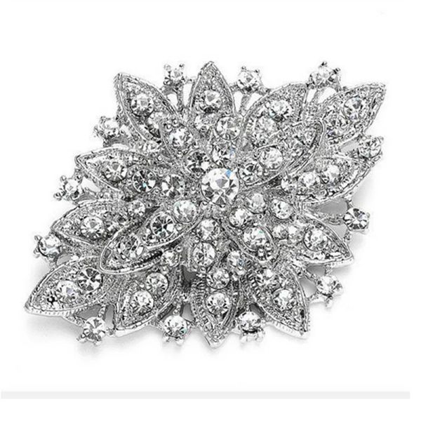 Vintage argent plaqué clair strass cristal Diamante grand Bouquet de mariage fleur broche broche 11 couleurs disponibles