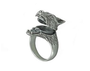 Vintage verzilverde ringen voor mannen Compartiment medailleg Coffin Ring Punk Fashion Viking Guard Animal Jewelry Party Gift ClusterCus1107883