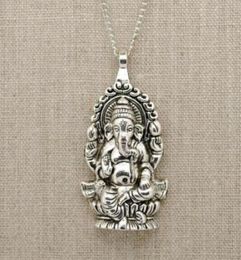Vintage SilversLord Ganesh Dieu de Fortune Pendentif Hindou Éléphant Charmes CHAÎNE Ras Du Cou Déclaration Collier Pendentif Femme Mode Jewe6855575