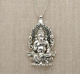 Vintage silverslord ganesh deus da fortuna pingente elefante hindu encantos corrente gargantilha colar pingente mulher moda jewe3633034