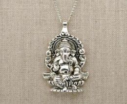 Vintage SilversLord Ganesh Dieu de la Fortune Pendentif Éléphant Hindou Charmes CHAÎNE Ras du Cou Déclaration Collier Pendentif Femme Mode Jewe1328773