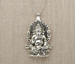 Vintage Silverslord Ganesh God van Fortune Pendant Hindoe Elephant Charms Chart Choker Statement ketting Hanger Woman Fashion Jood3178721