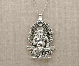 Silverslord vintage Ganesh Dieu de la fortune Pendant Hindu Elephant Chain Chain Choker Statle Collier Pendant femme Fashion Jewe2931000