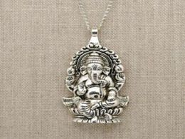 Vintage SilversLord Ganesh God van Fortuin Hanger Hindoe Olifant Charms KETTING Choker Verklaring Ketting Hanger Vrouw Mode Jewe9852281