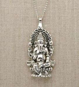 Vintage Silverslord Ganesh God van Fortune Pendant Hindoe Elephant Charms Chart Choker Statement ketting Hanger Woman Fashion Jood9505007