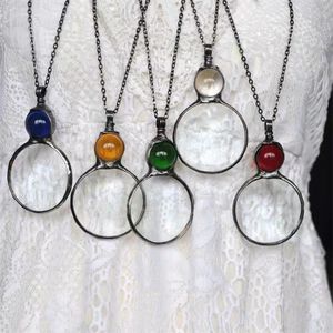 Colliers multicolores simples Vintage, pendentif loupe, accessoire de bijoux cadeau