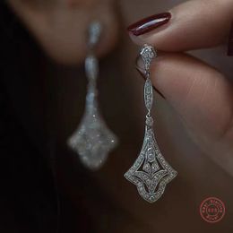 Boucle d'oreille en diamant simulé vintage 925 Boucles d'oreilles de mariage en argent sterling pour femmes bijoux Bridal Promise Bijoux d'anniversaire